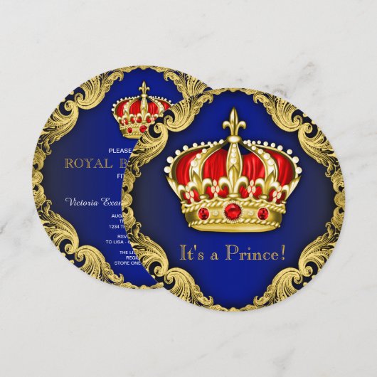 Fancy Baby shower Koninklijk Blauw Kaart (Voorkant / Achterkant)