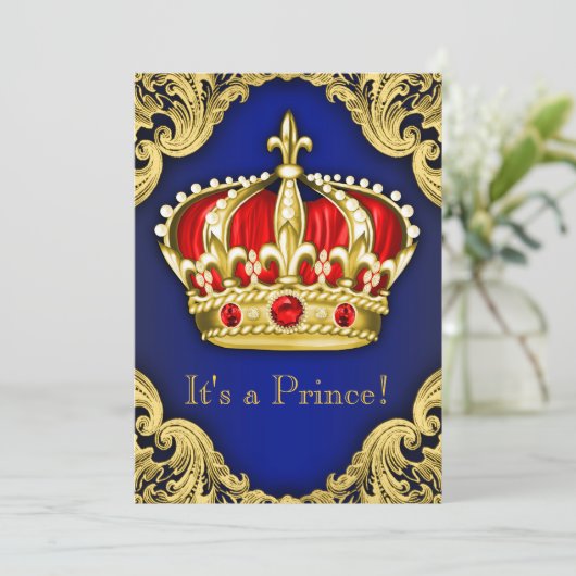 Fancy Baby shower Koninklijk Blauw Kaart (Staand voorkant)