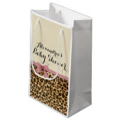 Fancy Baby shower leopard Pink Bow Girl Klein Cadeauzakje (Achterkant Gekanteld)