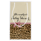 Fancy Baby shower leopard Pink Bow Girl Klein Cadeauzakje (Voorkant)