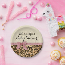 Fancy Baby shower leopard Pink Bow Girl
