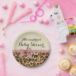 Fancy Baby shower leopard Pink Bow Girl Papieren Bordje