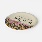 Fancy Baby shower leopard Pink Bow Girl Papieren Bordje (Gekanteld)