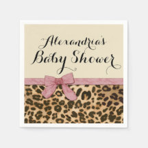 Fancy Baby shower leopard Pink Bow Girl
