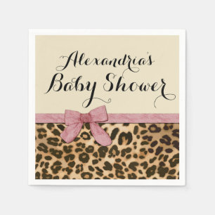 Fancy Baby shower leopard Pink Bow Girl Servetten