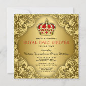 Fancy Baby shower rood en goud Kaart (Achterkant)