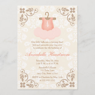 FANCY BALLERINA TUTU BIRTHDAY-INVITATIES KAART