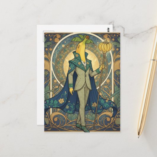 Fancy banaan in een geruit pak briefkaart (Voorkant / Achterkant in situ)