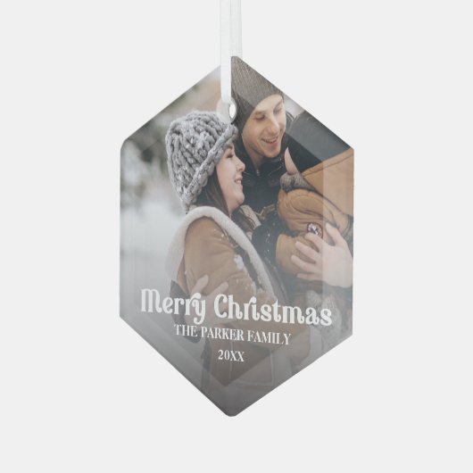 Fancy bedekking  tekst Versiering kerstglas O Glas Ornament (Voorkant links)