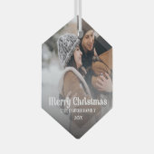 Fancy bedekking  tekst Versiering kerstglas O Glas Ornament (Voorkant Rechts)