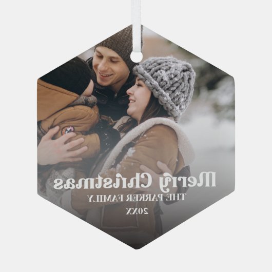 Fancy bedekking  tekst Versiering kerstglas O Glas Ornament (Achterkant)