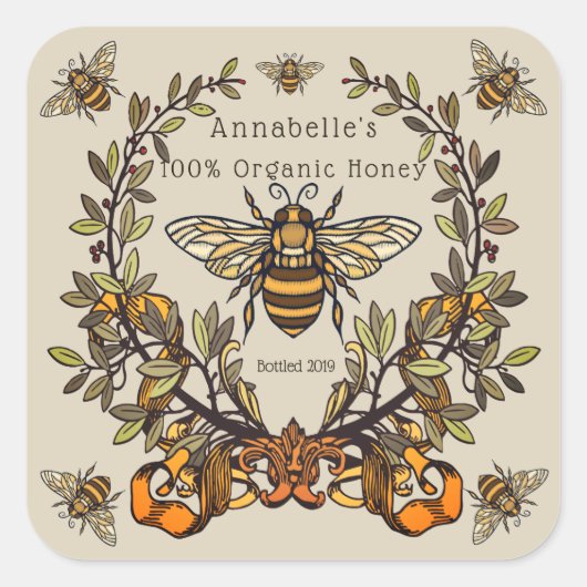 Fancy Bee Honey Label Personaliseren (Voorkant)