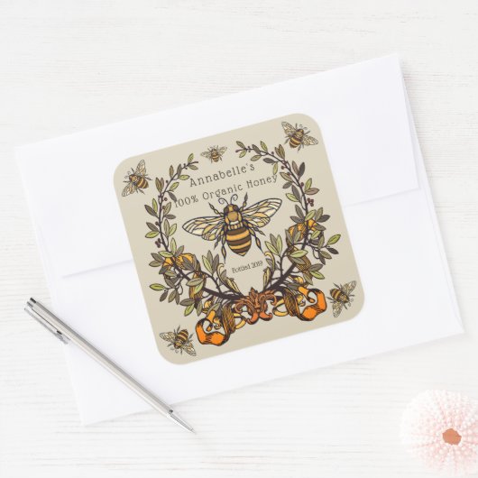 Fancy Bee Honey Label Personaliseren (Envelop)