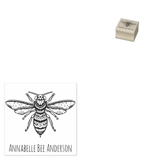 Fancy Bee Wood Art Stamp Rubberstempel (Gestempeld)