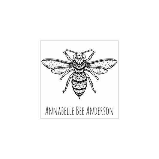 Fancy Bee Wood Art Stamp Rubberstempel (Afrduk)