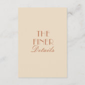 Fancy Beige Bronzer Old Money Boho Wedding Details Informatiekaartje (Achterkant)