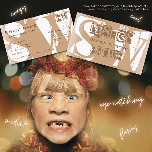 Fancy Beige en witte Chic met Initialen Stijlvol Visitekaartje