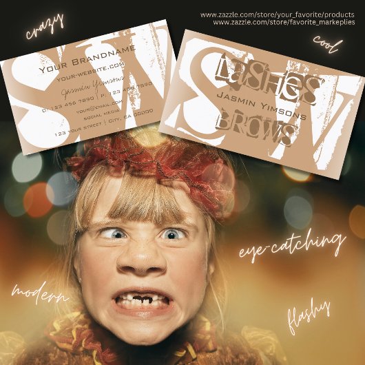 Fancy Beige en witte Chic met Monogram Stijlvol Visitekaartje