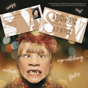 Fancy Beige Wit met Foto en Monogram Modern Visitekaartje