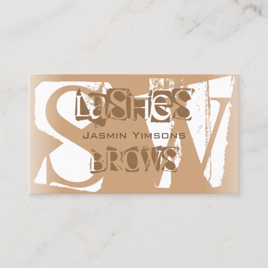 Fancy Beige Wit met Foto en Monogram Modern Visitekaartje (Voorkant)