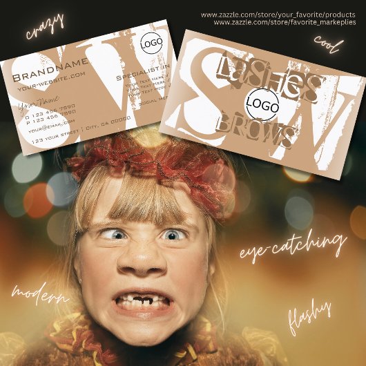 Fancy Beige Wit met Logo en Monogram Stijlvol Visitekaartje