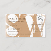Fancy Beige Wit met Logo en Monogram Stijlvol Visitekaartje (Achterkant)
