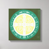 Fancy Benedictijner Kruis nr. 1 Groen Canvas Afdruk (Voorkant)