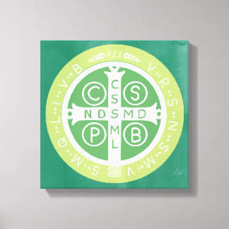 Fancy Benedictijner Kruis nr. 2 Groen Canvas Afdruk