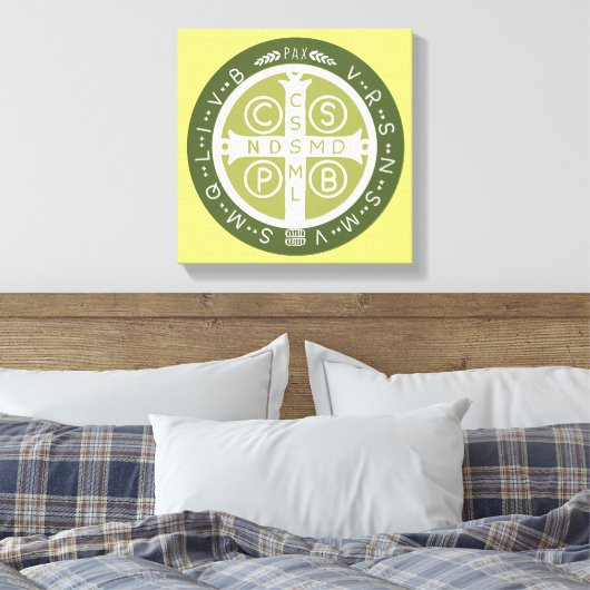 Fancy Benedictijner Kruis nr. 3 Groen Canvas Afdruk (Insitu (Slaapkamer))