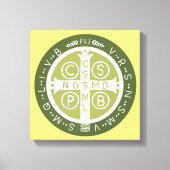 Fancy Benedictijner Kruis nr. 3 Groen Canvas Afdruk (Voorkant)