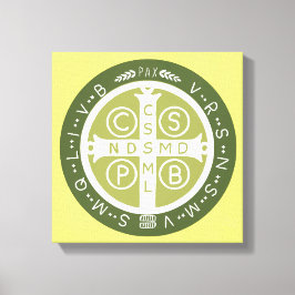 Fancy Benedictijner Kruis nr. 3 Groen Canvas Afdruk