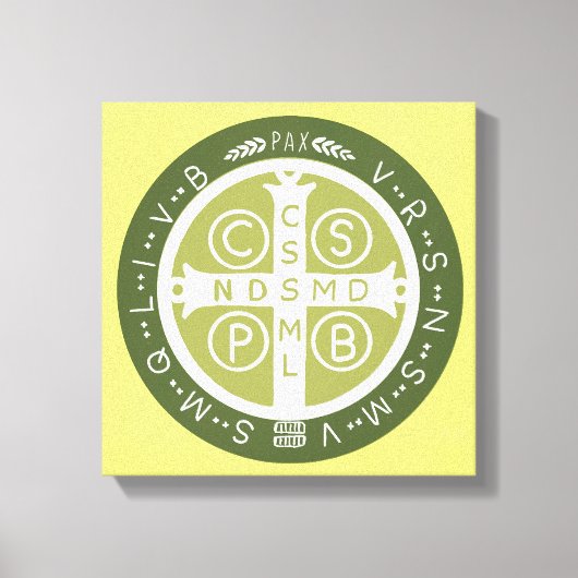 Fancy Benedictijner Kruis nr. 3 Groen Canvas Afdruk (Voorkant)