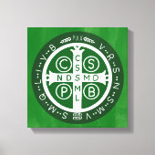 Fancy Benedictijner Kruis nr. 4 Groen Canvas Afdruk (Voorkant)