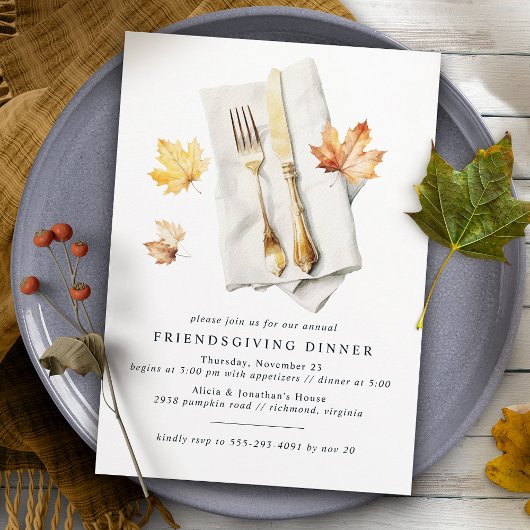 Fancy bestek | Rustieke Herfst Leaf Friendsgiving Kaart