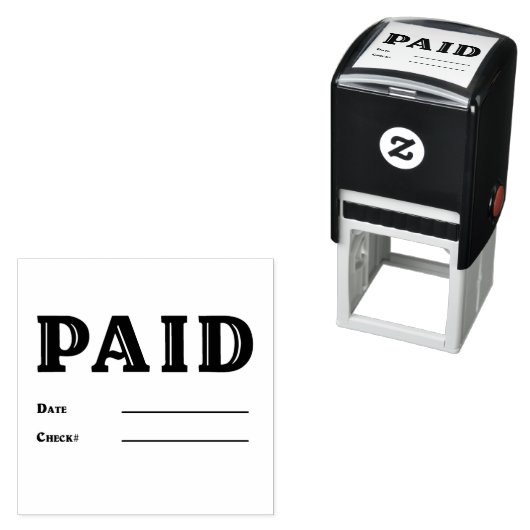 Fancy BETAALDE DATUM Controleer nummer Business Sq Zelfinktende Stempel (In situ)