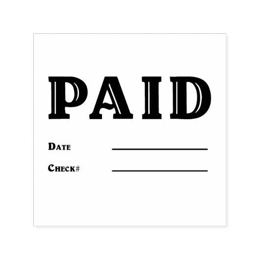 Fancy BETAALDE DATUM Controleer nummer Business Sq Zelfinktende Stempel (Design)