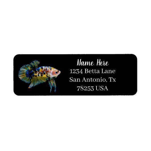 Fancy Betta Fighting Fish Return Address Etiket (Voorkant)