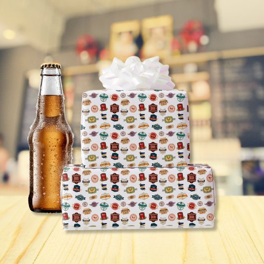 Fancy bierlabels, collage cadeaupapier