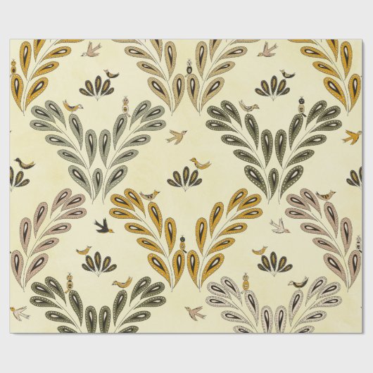 Fancy Birds and Flowers 2 Cadeaupapier (Vlak)