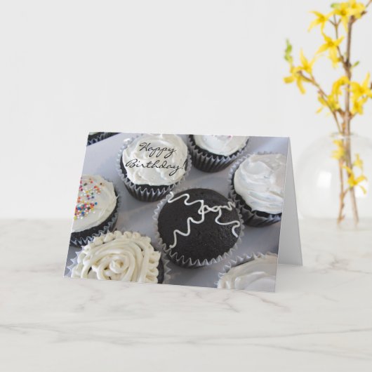 Fancy Birthday Cupcakes Kaart (Gele Bloem)