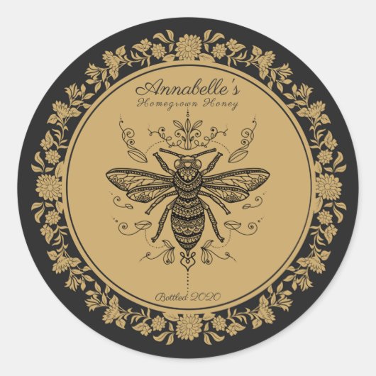 Fancy Black Bee Honey Label (Voorkant)