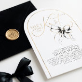 Fancy Black Bow She's Tying The Knot Bridal Shower Kaart