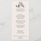 Fancy Black Cream Old Money Luxury Wedding Menu (Voorkant)