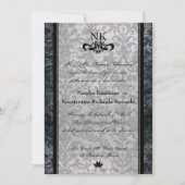 Fancy Black Damask Oval Gothic Wedding Invite Kaart (Voorkant)
