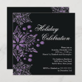 Fancy Black Jewel Snowflakes Holiday Party Kaart (Voorkant / Achterkant)