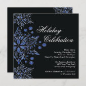 Fancy Black Jewel Snowflakes Holiday Party Kaart (Voorkant / Achterkant)