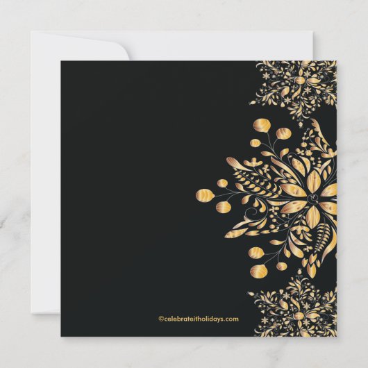 Fancy Black Jewel Snowflakes Holiday Party Kaart (Achterkant)