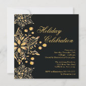 Fancy Black Jewel Snowflakes Holiday Party Kaart (Voorkant)
