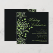 Fancy Black Jewel Snowflakes Holiday Party Kaart (Voorkant / Achterkant)