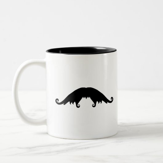 Fancy Black Mustache Two-Tone Coffee Mok (Links)